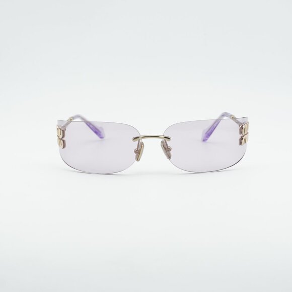 Miu Miu MUA51S ZVN90O Sunglasses Pale Gold Rectangle Frame, Pink Lenses main image 10